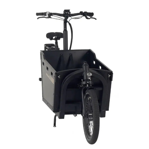 Front view of the Aitour Basalt electric cargo bike 250W with wide loading box and durable design.