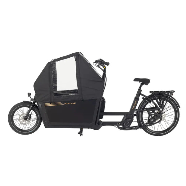 Aitour Electric Cargo Bike Starter 250W fitted with a protective rain cover over the cargo box for all-weather use.