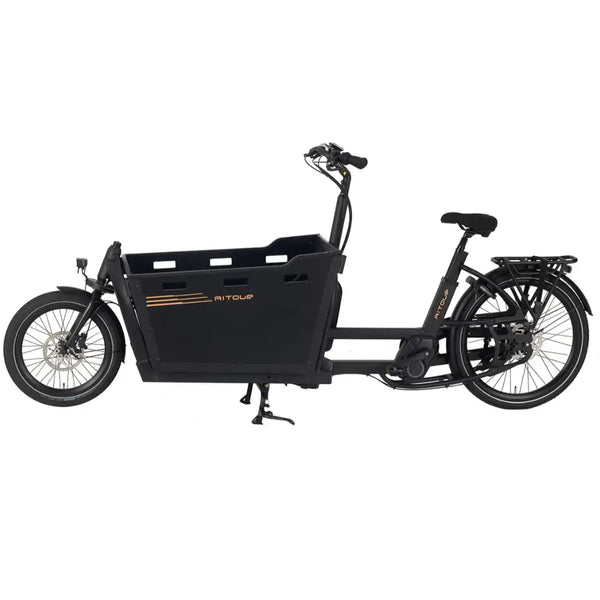 Full side view of the Aitour Electric Cargo Bike Starter 250W with a spacious front cargo box and sturdy frame.