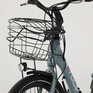 Front view of the Aitour Heal Middle Electric Trike showing the wire basket and front light.