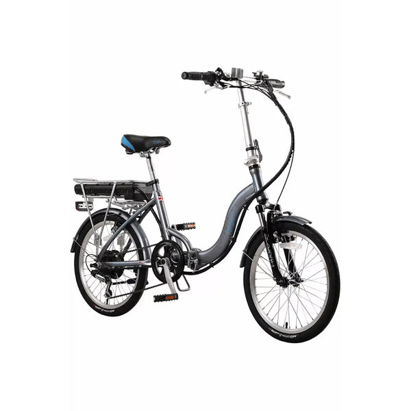 Angled front view of the Basis Osprey Low Step Folding Electric Bike 250W