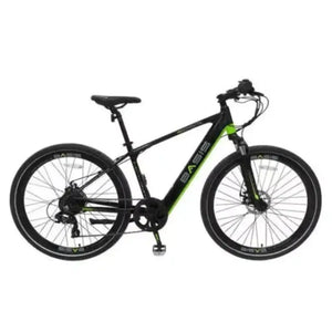 Basis Protocol Electric Hybrid Mountain Bike 250W in black with neon green accents, shown from the side profile.