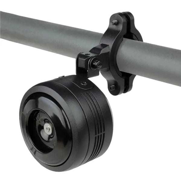 Big Game Bikes 125dB electric bike horn attached to handlebar with clamp mount.