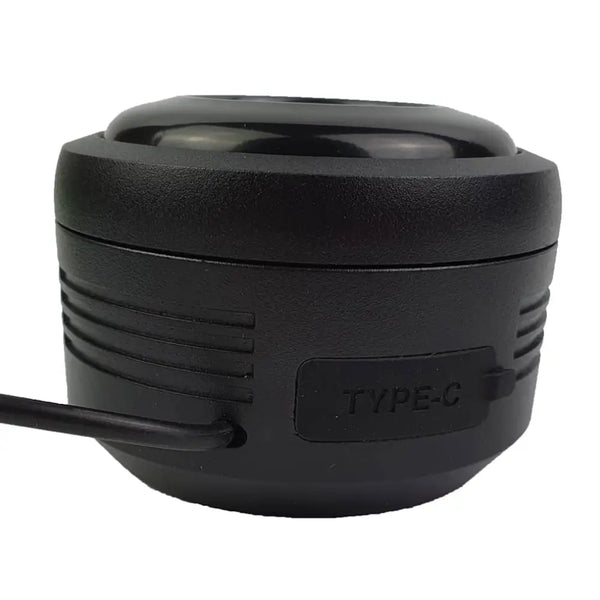 Big Game Bikes 125dB electric bike horn showing Type-C charging port for recharging.