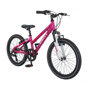 Dawes Paris HT 20-inch kids' bike with front suspension forks, shown from a front angle.