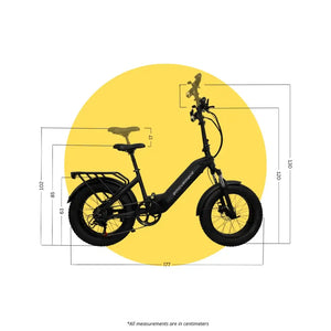 E Movement Raven electric bike with full size and dimensions chart