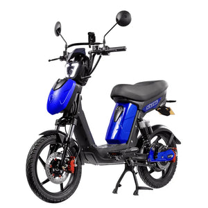 Eskuta SX-250 Series 4 Explorer moped-style electric bike with 250W motor, finished in sleek blue.