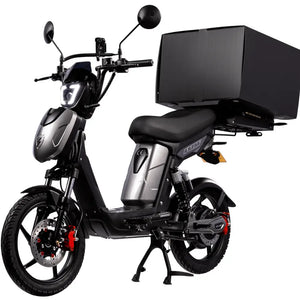 Eskuta SX-250 Series 4 cargo moped-style electric bike with 250W motor, grey finish, and large rear delivery box.