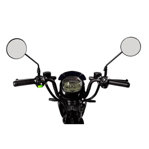 Front view of the Eskuta SX-250 Series 4 electric bike handlebar with mirrors and digital display