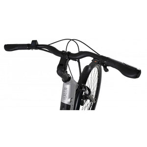 Falcon Horizon Low Step electric hybrid bike handlebars with ergonomic grips and built-in digital display.
