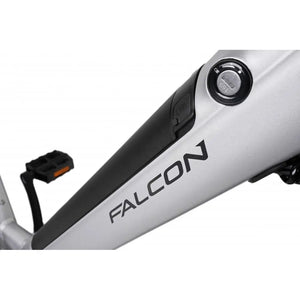 Integrated battery compartment with key lock on the Falcon Horizon Low Step electric bike