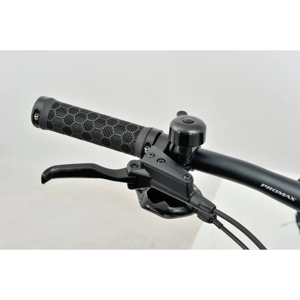 Right handlebar with brake lever and bell of the Revom M1 Full-Suspension electric mountain bike.