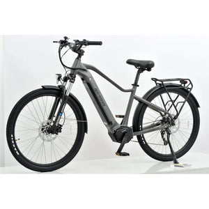 Front angle of the Revom S1 ATB electric bike, showing the front suspension and disc brakes.