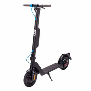Angled front view of the Riley RS1 V2 Electric Folding Scooter 350W with grey handlebars and textured deck.