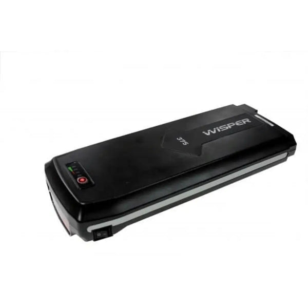 Removable battery pack for the Wisper Wayfarer H7 Hub Drive Step Through Electric Bike 250W, with on/off switch and charge indicator for easy home charging.