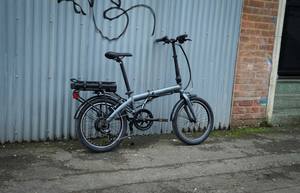 Fully assembled folding electric bike ready to ride with battery and rear rack installed