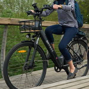 Bike phone holder mounted on handlebars of an electric bike for navigation and hands-free riding