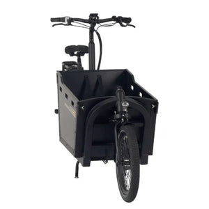 Front view of the Aitour Basalt electric cargo bike 250W with wide loading box and durable design.