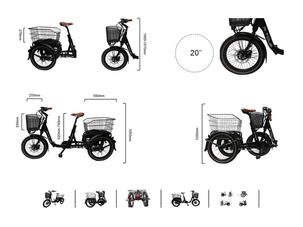 Aitour Heal Mini Folding Electric Trike 250W