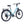 Ampere Deluxe step-through electric city bike in light blue from a rear three-quarter angle with rear rack.