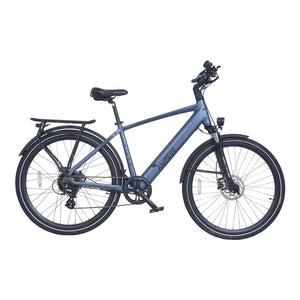 Ampere Hilux Crossbar electric mountain bike in stone blue shown in full left side profile.