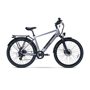 Full side profile of the sterling silver Ampere Hilux Crossbar electric bike.