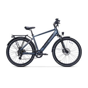 Full side profile of the stone blue Ampere Hilux Crossbar electric bike.