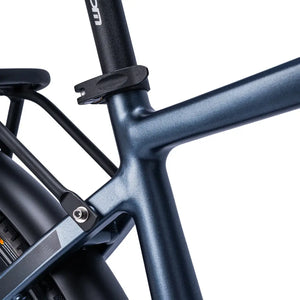 Close-up of the rear seat stay featuring the Hilux model branding on the Ampere e-bike.