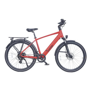 Ampere Hilux Crossbar electric mountain bike in molton red shown in full left side profile.