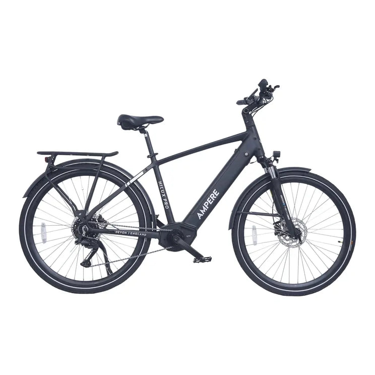 Ampere Hilux Pro crossbar electric bike in black shown in full side profile.