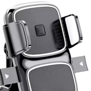 Close up of the Ampere phone holder cradle with anti slip grip pads and locking side arms
