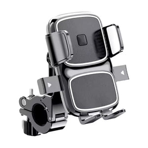 Ampere universal bike phone holder with handlebar clamp and adjustable side arms on a white background
