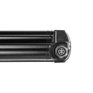 Detail view of the charging port and connection pins on the Ampere X-Trail battery pack.