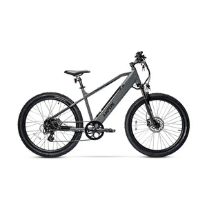 Full side profile of the Ampere X-Trail electric mountain bike in grey.