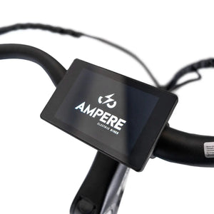 Digital LCD display screen showing the branding on the Ampere X-Trail.