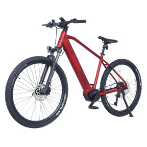 Low front angle of the Ampere X-Trail Pro showing the integrated battery and front light