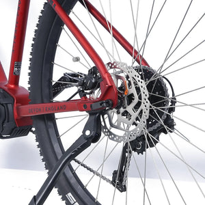 Shimano hydraulic disc brake caliper and 180mm rotor on the Ampere X-Trail Pro rear wheel