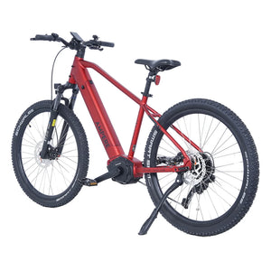 Ampere X-Trail Pro mountain e-bike from the non drive side with kickstand and rear light