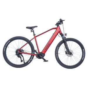 Ampere X-Trail Pro electric mountain bike in Molton Red shown in full drive side profile