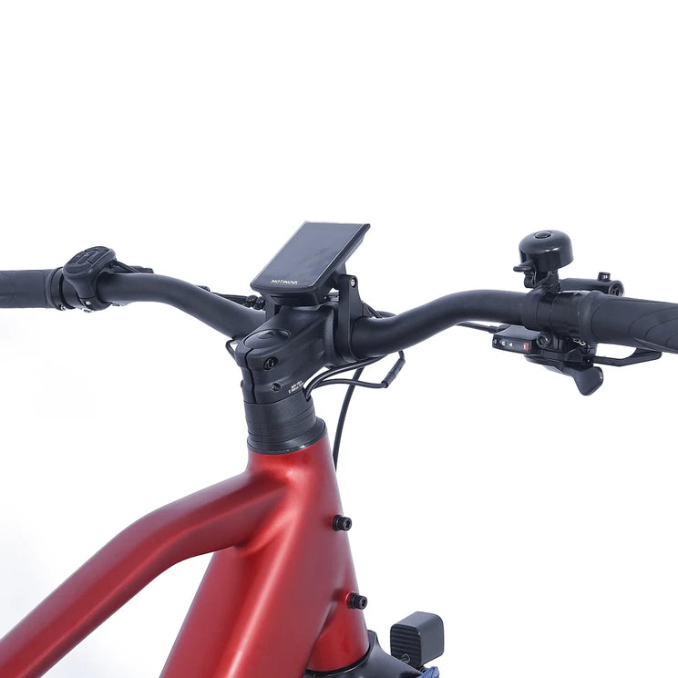 Handlebar view of the Ampere X-Trail Pro with central TFT colour display and bell