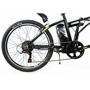 Side view showing the rear wheel, drivetrain, and removable battery on the Basis Boxer 24-inch e-bike.