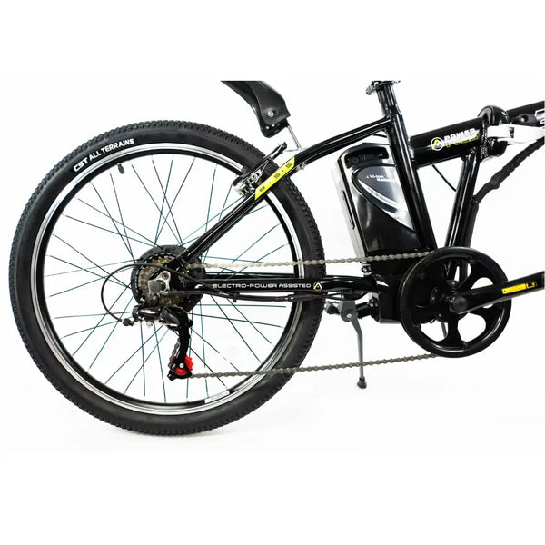 Side view showing the rear wheel, drivetrain, and removable battery on the Basis Boxer 24-inch e-bike.