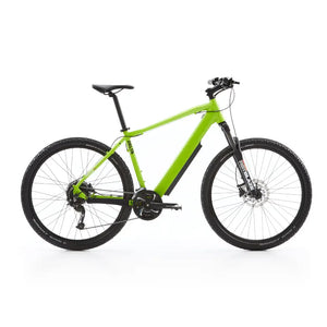Side view of the Batribike Delta LTD LCD electric hardtail mountain bike in green, featuring a 250W motor and front suspension for off-road adventures.
