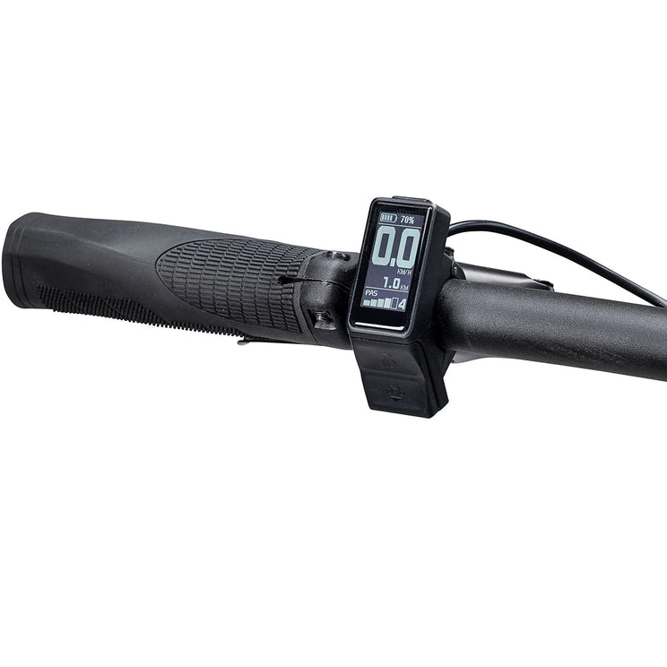 Small LCD display beside the ergonomic grip on the Batribike Route S handlebar