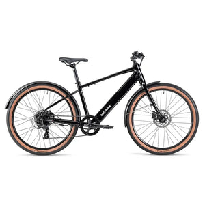 Full side view of Batribike Route X electric bike in black with tan wall VEE Speedster tyres.