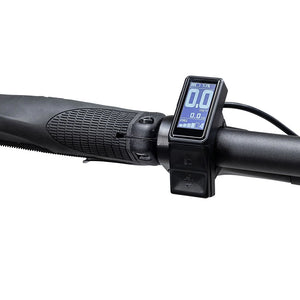 LCD display and control pad beside the ergonomic grip on the Batribike Tour X handlebar