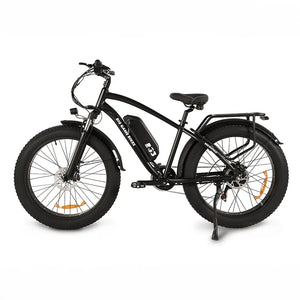 Left-side view of the Big Game Bikes Buffalo Mountain electric fat tyre bike with CST BFT 26x4.0 tyres and rear carrier.