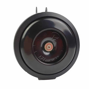 Front-facing view of Big Game Bikes 125dB electric bike horn showing speaker opening.