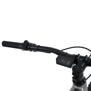 Close-up view of the Claud Butler Ridge 2.0 e-bike's handlebar with integrated digital display screen.