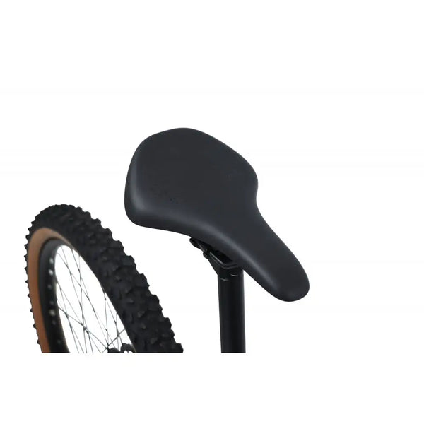 Close-up of the Claud Butler Ridge 2.0 electric mountain bike saddle.